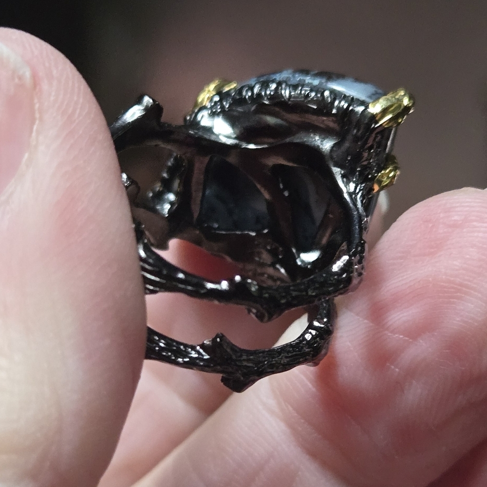 Darendrite sterling rhodium & gold ring sz8.5 - Picture 8 of 9